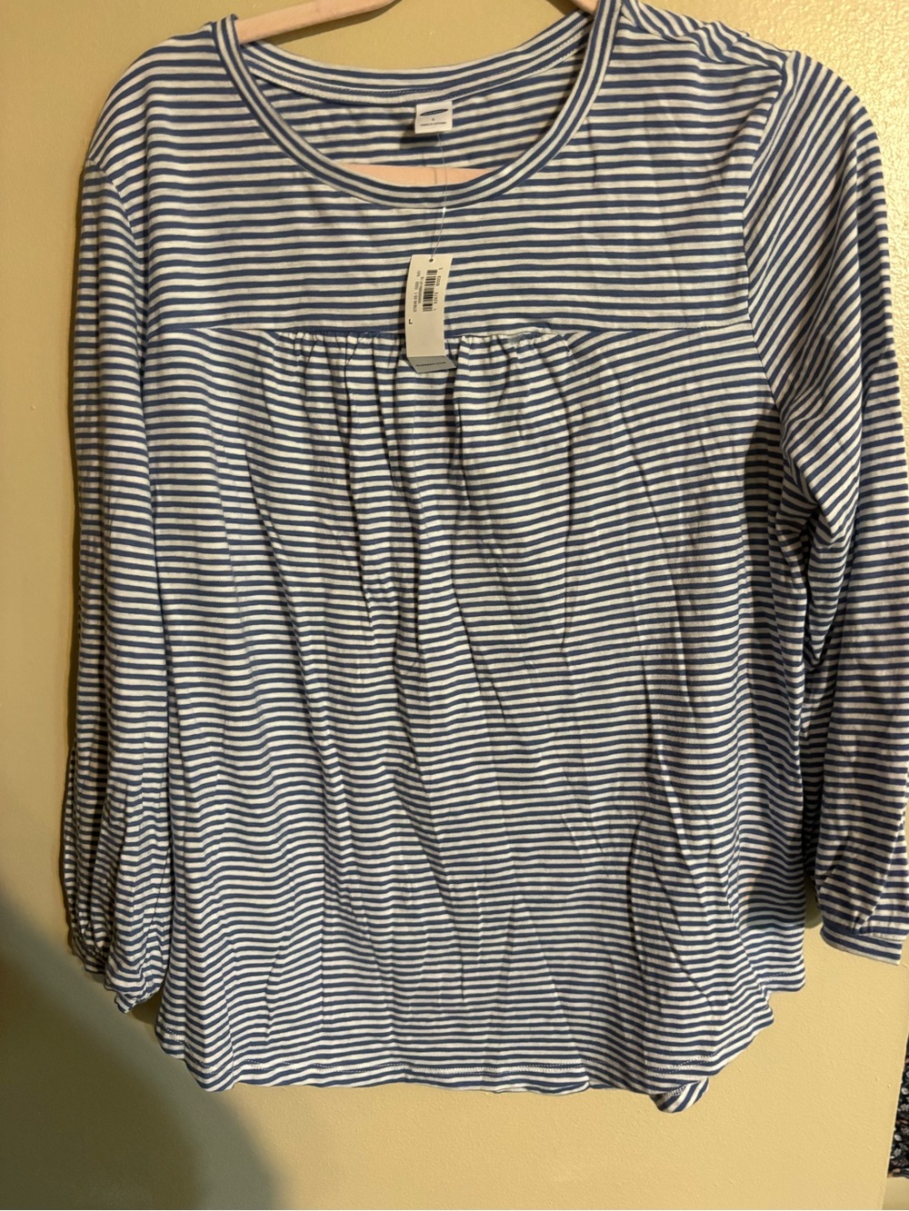 Old Navy Blue & White Striped Long-Sleeve Tee